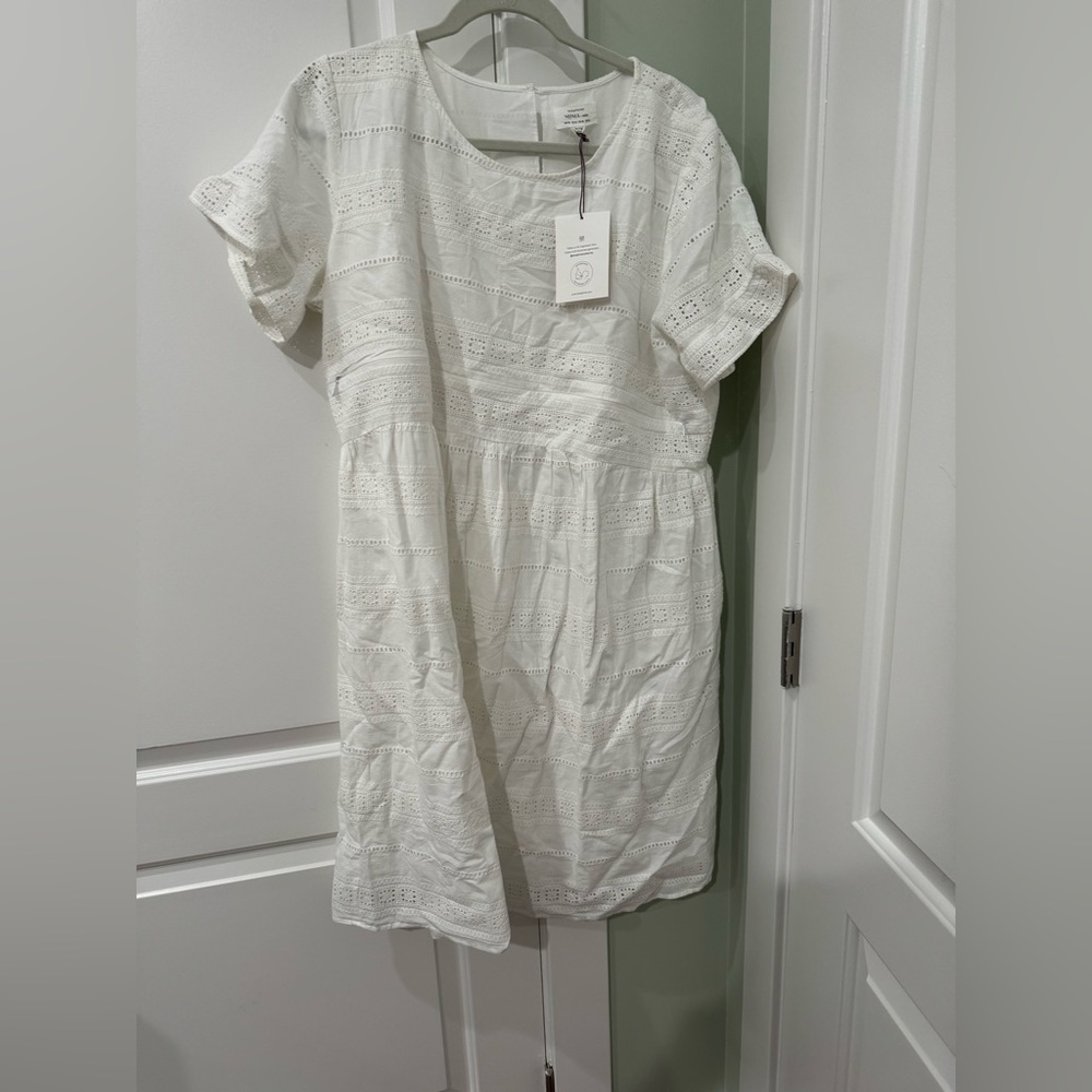 Seraphine maternity nursing dress white eyelet